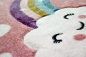 Preview: Kinderteppich Kinderzimmerteppich Babyteppich Regenbogen und Wolken rosa