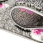 Preview: DESIGNER TEPPICH KURZFLOR BLUMEN GRAU PINK ROSA