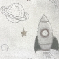 Preview: Abenteuerlicher Kinderteppich Raumschiffen Planeten Sterne in creme grau beige
