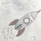 Preview: Abenteuerlicher Kinderteppich Raumschiffen Planeten Sterne in creme grau beige
