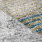 Preview: Abstrakter Teppich Wohnzimmer modernes gestreiftes Muster gold blau grau - pflegeleicht