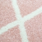 Preview: Skandinavischer Teppich Wohnzimmer Rautenmuster Weiß Creme Rosa pflegeleicht