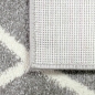 Preview: Skandinavischer Teppich Wohnzimmer Rautenmuster creme weiß grau pflegeleicht