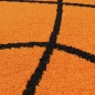 Preview: Runder Basketball-Teppich Sportliches Design Weich & Pflegeleicht für Kinderzimmer & Jugendzimmer in Orange Schwarz