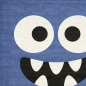 Preview: Design Kinderteppich Rund Blau Monster Look