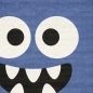 Preview: Design Kinderteppich Rund Blau Monster Look