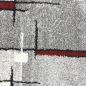 Preview: Designerteppich mit grafischem Muster – Grau, Rot & Weiß