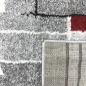 Preview: Designerteppich mit grafischem Muster – Grau, Rot & Weiß