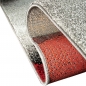 Preview: Moderner Teppich Kurzflor Wohnzimmerteppich Konturenschnitt karo abstrakt grau schwarz weiss rot