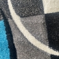 Preview: Designer Teppich Wohnzimmerteppich karo türkis grau creme schwarz