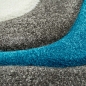 Preview: Moderner Teppich mit Wellenoptik | pflegeleicht | in türkis weiß & grau
