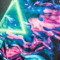 Preview: Auffälliger Gaming-Teppich mit lebendig-bunten neon-farbigen Symbolen und schwebendem Controller