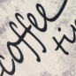 Preview: Grafischer Küchenteppich Grau mit Coffee-Time-Typografie und Struktur
