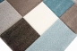 Preview: Teppich Wohnzimmerteppich Kurzflor Karo pastell türkis blau beige mit Konturenschnitt