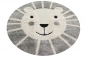 Preview: Lächelnder Löwenkopf Kinderzimmer Teppich Outdoor & Indoor weiche Baby Spielmatte Hoch Tief Effekt weiss grau creme