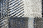 Preview: Teppich modern Wohnzimmerteppich mit Konturenschnitt blau grau kariert