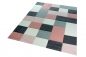 Preview: Moderner Teppich Wohnzimmerteppich Kurzflor Karo pastell rosa creme grau