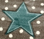 Preview: Kinderteppich Spielteppich Babyteppich Mädchen runder Teppich mit Stern türkis grau