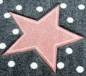 Preview: Kinderteppich Spielteppich Babyteppich Mädchen runder Teppich mit Stern rosa creme grau