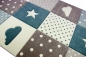 Preview: Kinderteppich Spielteppich Babyteppich Junge Stern Wolke in blau hellblau türkis