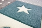 Preview: Kinderteppich Spielteppich Babyteppich Junge Stern Wolke in blau hellblau türkis