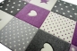 Preview: Kinderteppich Spielteppich Babyteppich Mädchen mit Herz Stern lila creme grau
