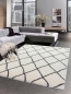 Preview: Shaggy Teppich Flokati Hochflor Rauten grau creme