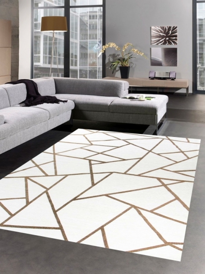 Moderner Teppich Orientteppich Kelim Kilim creme bronze gold