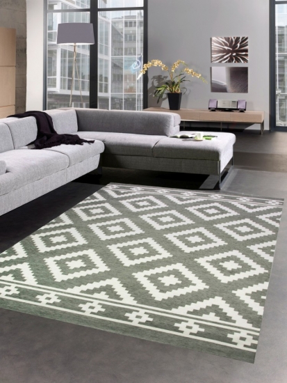 Teppich modern Wohnzimmer Teppich marokkanisches Design grau weiß