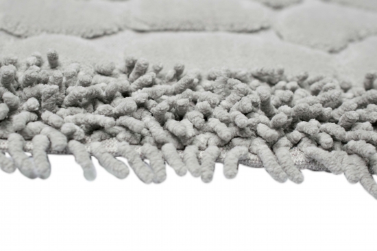 Preview: Badematten Set 2-teilig - waschbar - Steinoptik in sandgrau