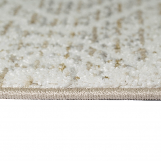 Teppich für Wohn- & Schlafzimmer | Pflegeleicht | mit Zick Zack Muster - creme