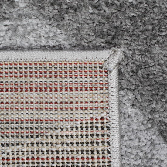 Modern abstrakter Wellen-Karo Designerteppich in creme anthrazit