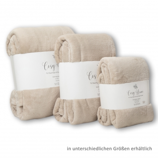 Flauschig-warme Wohnzimmerdecke für Bett & Sofa | beigefarben