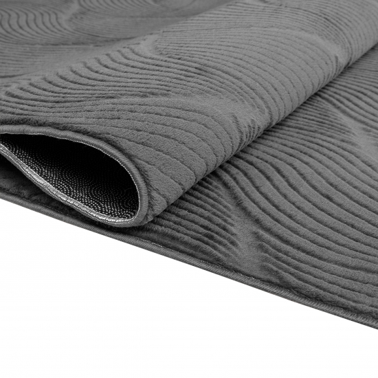 Schöner warmer Teppich mit elegantem Wellenmuster in anthrazit