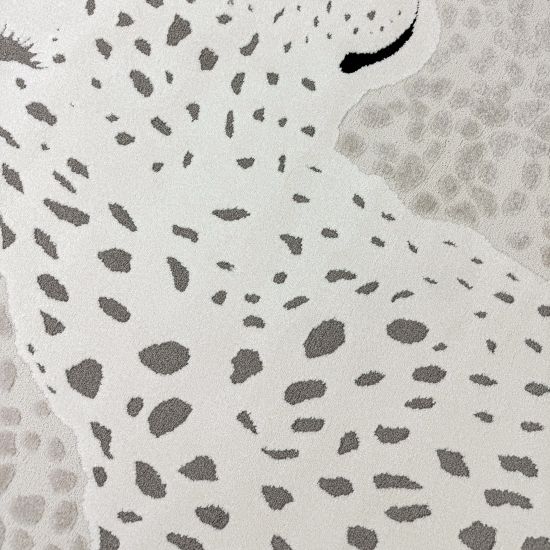 Kinderzimmer Teppich Weich Leopard 3D-Effekt allergikergeeignet in creme grau