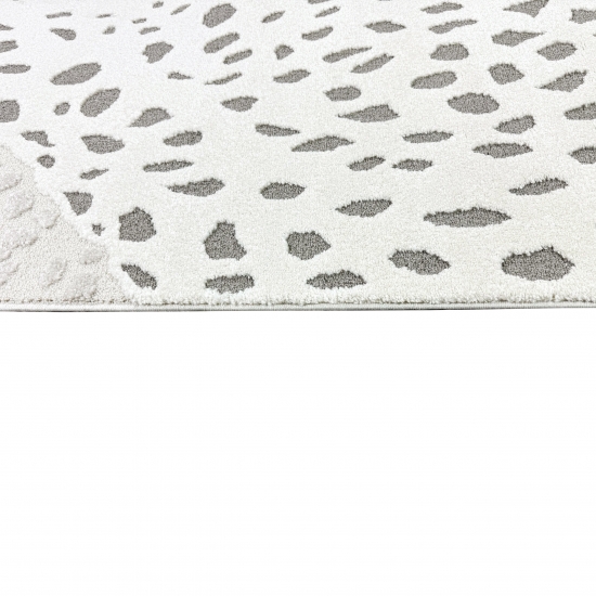 Kinderzimmer Teppich Weich Leopard 3D-Effekt allergikergeeignet in creme grau