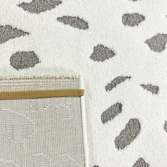 Kinderzimmer Teppich Weich Leopard 3D-Effekt allergikergeeignet in creme grau