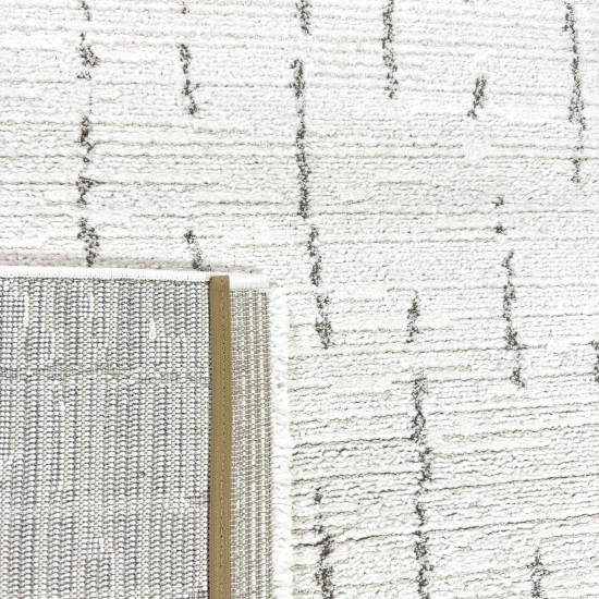 Wohnzimmer Teppich Schlafzimmer weich Strichmuster - creme mit grauen Streifen