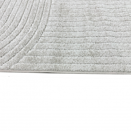 Moderner Outdoor Teppich Wetterfest Terrasse Balkon Boho-Style hochwertig pflegeleicht Beige