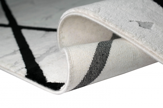 Teppich Wollteppich Marmorteppich geometrisches Muster beige creme schwarz