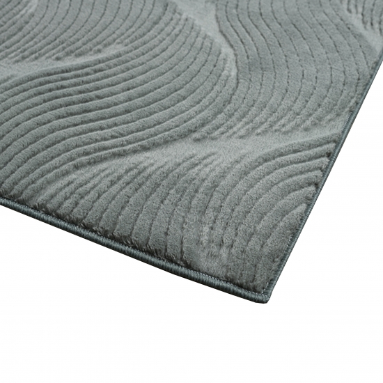 Preview: Schöner Wohnzimmerteppich dünn Wellenmuster unifarben in grün Preview: Schöner Wohnzimmerteppich dünn Wellenmuster unifarben in grün