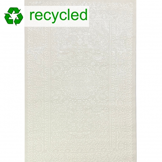 Preview: Eleganter recycel Teppich mit Ornamentmuster stilvolle Hoch-Tief-Struktur pflegeleicht Creme Preview: Eleganter recycel Teppich mit Ornamentmuster stilvolle Hoch-Tief-Struktur pflegeleicht Creme