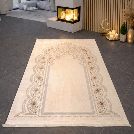 Moderner Gebetsteppich mit Mihrab-Design und feiner Ornamentik
