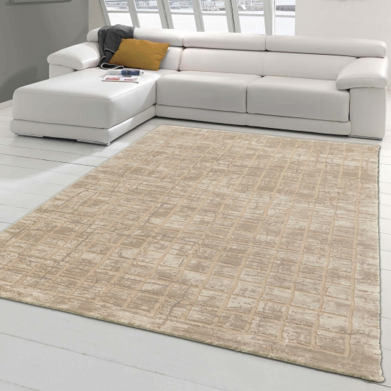 Teppich im orientalischen Retro-Stil  • Hoch-Tief-Effekt • liniert in beige