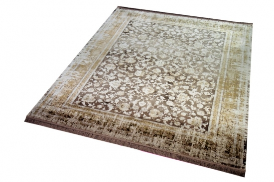 Teppich Luxus Designerteppich Wollteppich Paisley Muster beige braun