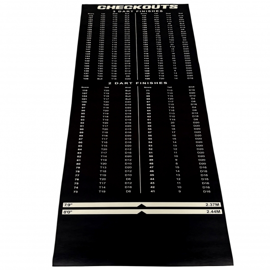 Preview: Schwarze Dartmatte mit weiß grauen Abwurflinien