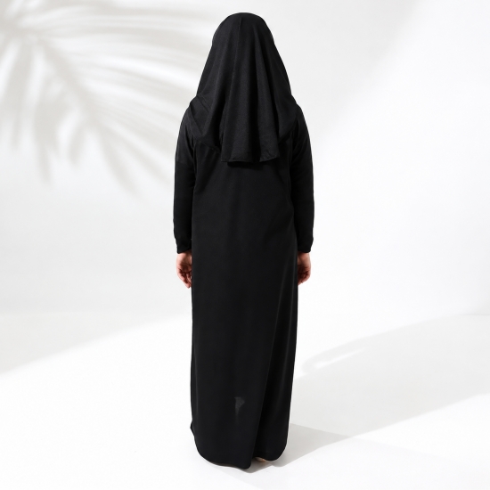 Preview: Kinder Gebetsset Rosa Schwarz 5-teilig mit Motivteppich Kleid und Gebetskette