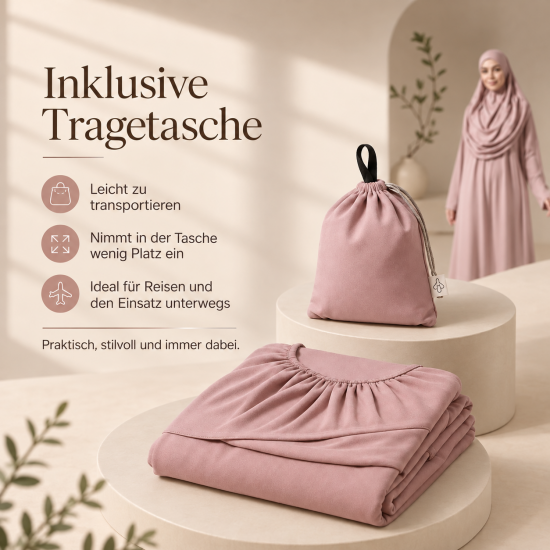 Rosa Gebetsbekleidung für Damen mit Fledermausärmeln und Tasche