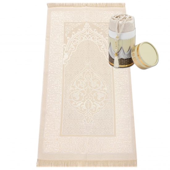 Gebetsteppich Taftstoff mit Geschenkbox creme 65 x 110 cm