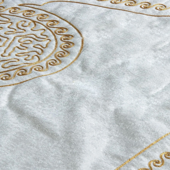 Preview: Moderner Partner- Gebetsteppich Schwarz Creme Ornament Design elegant